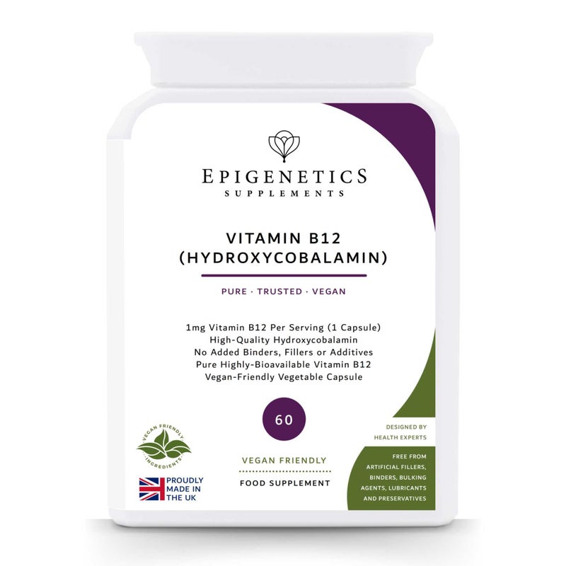 Vitamin B12 Hydroxycobalamin | 1mg Vitamin B12 Supplement | 60 Vegan Friendly Capsules UK Made | Long 2 Month Supply by Epigenetics Supplements